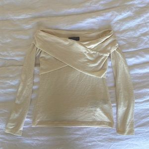 Abercrombie & Fitch Off the Shoulder Cream Sweater Top